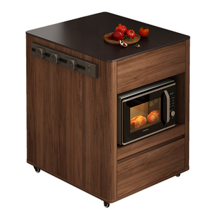 中古风岩板岛台柜可移动单独家用窄倒台餐桌柜微波炉电器柜E77