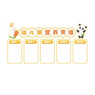 幼儿园午托班文化墙布置小饭桌食堂每周食谱展示板卡通立体墙贴画