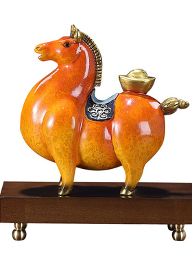 马上有钱黄铜马摆件创意家居客厅桌面装饰新马年春节乔迁开业礼品