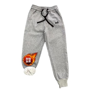 小个子加绒卫裤女冬季新款中厚休闲裤宽松高腰哈伦裤88厘米运动裤