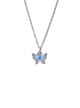 Cuteluck古着女生蓝色蝴蝶项链