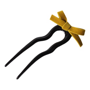 川野法式丝绒蝴蝶结发簪女新款时尚高级感后脑勺盘发插梳头饰发饰