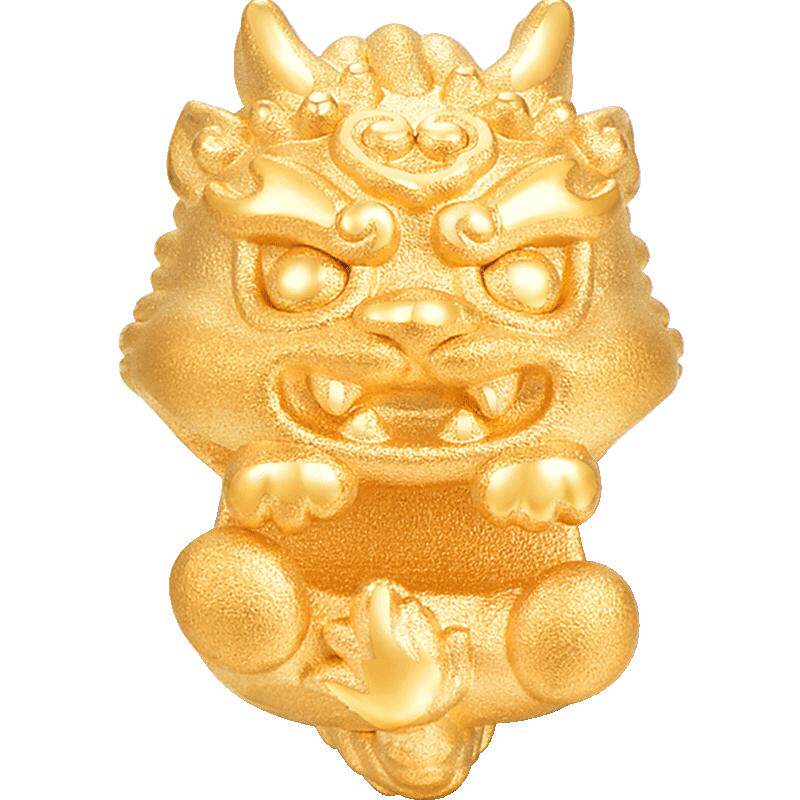 明牌珠宝t硬金生肖串珠 黄金如意小神龙手串龙年吉祥物AFP0767