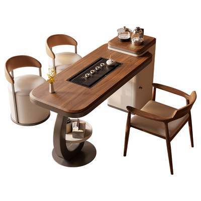 现代新中式实木茶桌椅组合一体
