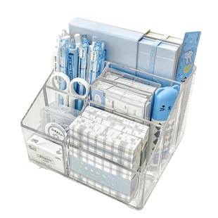 透明便签收纳盒学生文具收纳盒手帐收纳架遥控器收纳架吧唧收纳格