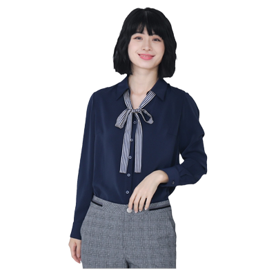 TRIBECA翠贝卡T1539C01C588秋季商场同款女纯色百搭飘带长袖衬衫