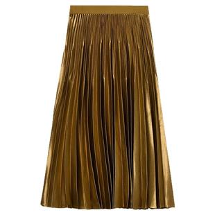 2025年秋Outlets正品 高端RU系列都市时尚感百褶长裙松紧腰半身裙