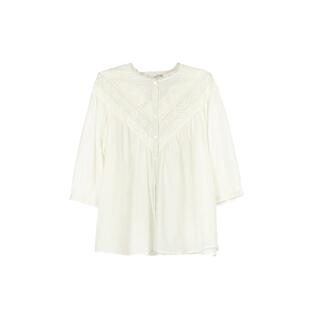 TALASA丝棉衬衫女2026年夏新款法式复古花边拼接设计宽松显瘦小衫