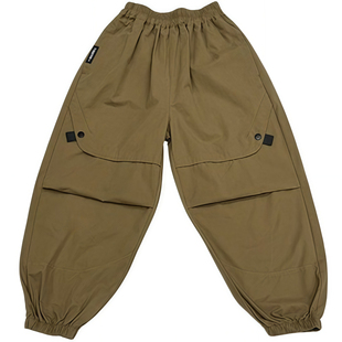 男童日系春秋工装收口休闲裤儿童百搭卡其军绿黑色宽松棉布长裤子