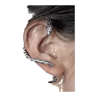 欧美风缠绕耳挂式蛇形耳钉女复古创意潮流男女情侣小众设计感耳饰