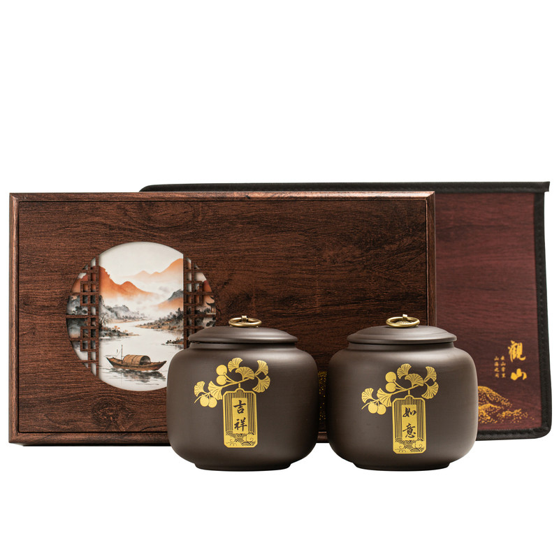 紫砂茶叶罐礼盒装高档精致密封储存茶罐半斤茶叶包装盒空盒子定制