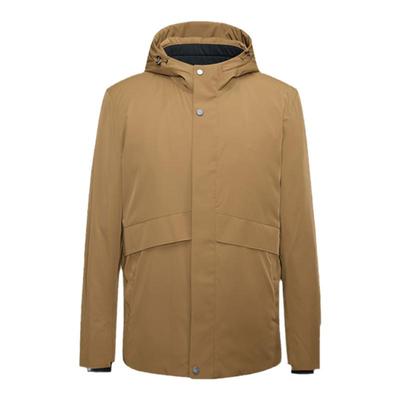 堡尼秋冬新品商务净色连帽鹅绒羽绒服中长款保暖外套男EQ750011B