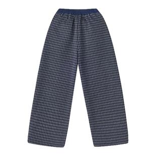 笛莎官方童装女童加绒裤子冬装新款大童女孩儿童洋气格子阔腿裤