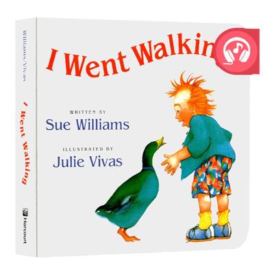 I Went Walking 我去散步 英文原版绘本 睡前晚安纸板书 吴敏兰书单第81本 Sue Williams 儿童启蒙早教图画书 经典绘本