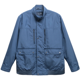 中年爸爸春装外套男中老年人多口袋立领夹克老人爷爷春秋薄款衣服