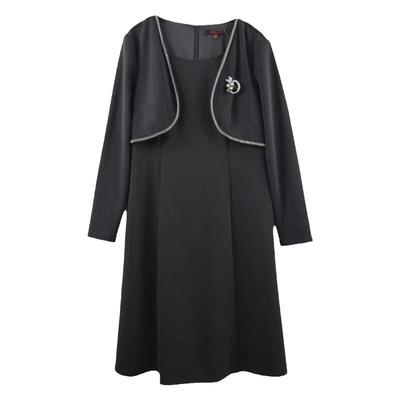 赫本风钉珠长袖针织连衣裙女高级