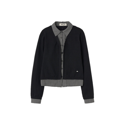 学院风老钱风假两件收腰针织开衫