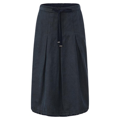 重水洗格纹抽绳设计轻质裙半身裙