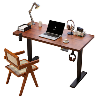 实木电动升降电脑桌台式家用办公桌卧室书桌电竞桌升降桌子工作台