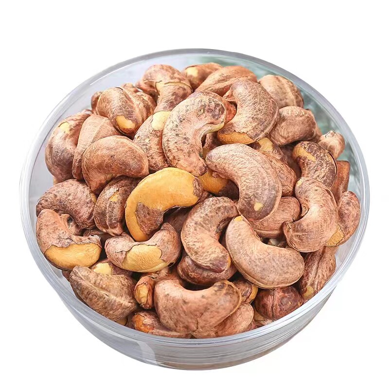 腰果仁坚果新货盐焗特大带皮腰果批发零食店小吃干果500g罐装袋装