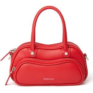 OMENTAR欧蒙特婚包本命年情人节礼物送女友真皮女斜挎腋下红色包