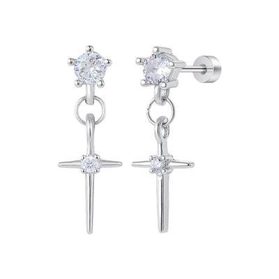 钛合金养耳洞十字架吊坠耳钉女