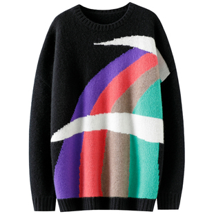 想说相见恨晚~加厚提花100%纯山羊绒衫女圆领纯羊绒毛衣秋冬宽松