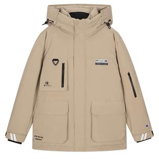 Champion冠军羽绒服女冬季情侣工装派克服保暖连帽拉链休闲外套男