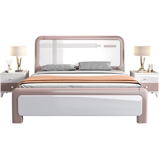 实木床现代简约主卧1.8米婚床北欧风格轻奢高箱储物大床1.5双人床