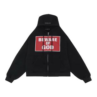 GRAILZ LEARL PROJECT G/R25SS连肩水洗做旧印花拉链连帽卫衣外套