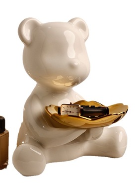 陶瓷卡通小熊电镀摆件