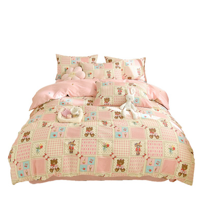 简约条纹柔软裸睡水洗全棉四件套