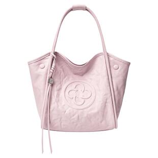 CASSILE卡思乐女包粉色植鞣牛皮手提菜篮子包时尚流苏单肩斜挎包