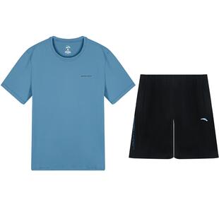 安踏运动套装女夏季新款短袖短裤跑步服薄款宽松休闲女装一套