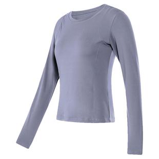 骆驼女装长袖T恤女春秋新款薄绒保暖运动圆领修身纯色上衣打底衫