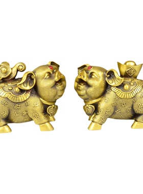 元宝猪吉祥摆件十二生肖纯铜质