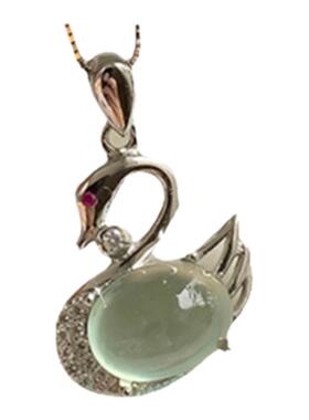 纯银镶嵌天然葡萄石小天鹅吊坠