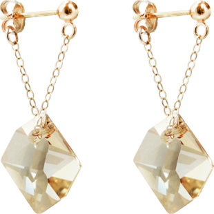 原创闪璀璨S家水晶 通体美产14K包金注金耳环无耳洞女蚊香盘耳夹