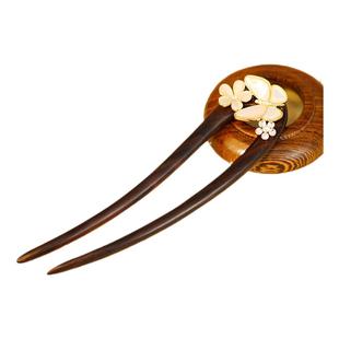 黑檀木U型发簪女2025新款高级感古风新中式盘发木质U形簪子中国风