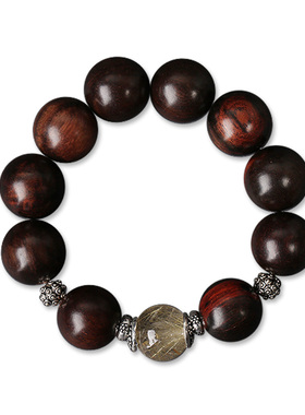 红檀木发晶情侣送礼佳品念珠手串