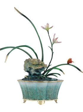 四君子兰花铜摆件高档工艺品客厅办公室装饰摆件乔迁礼物新居礼品