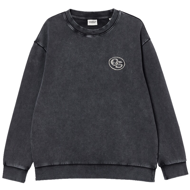 【水洗复古】杰克琼斯男装春季新款纯棉圆领卫衣刺绣字母印花上衣