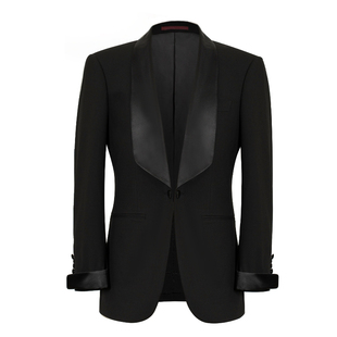 CULTUM缎面青果领对扣黑色塔士多正装宴会礼服男结婚婚礼西装套装