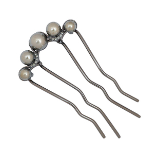 珍珠u型发簪高级感枪黑色插梳发钗古风新中式簪子盘发钗神器头饰