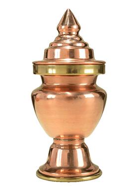 藏式八吉祥红铜米盒米灌客厅摆件