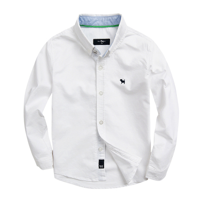 童装韩国白色长袖全棉儿童衬衣