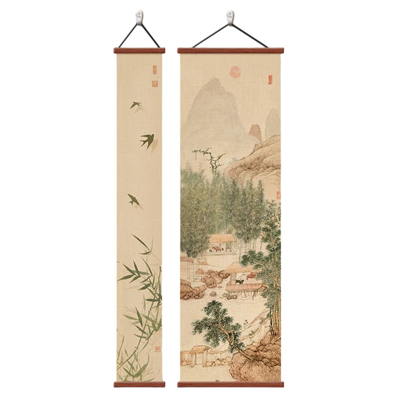 入户过道玄关装饰画新中式山水画