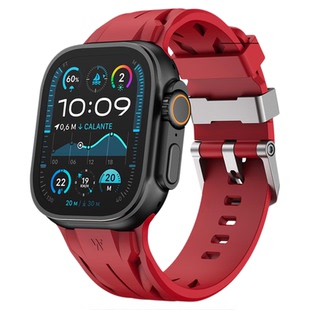 适用iwatch苹果ultra2/3手表带applewatch S10康赛11氟橡胶FKM腕表带钛合金扣S9运动8智能7小众6创意5高级