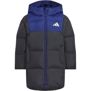 滔搏adidas阿迪达斯儿童中长款保暖连帽羽绒服运动休闲外套KB5124