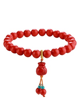 朱砂手串女招财纳福天然红色手链